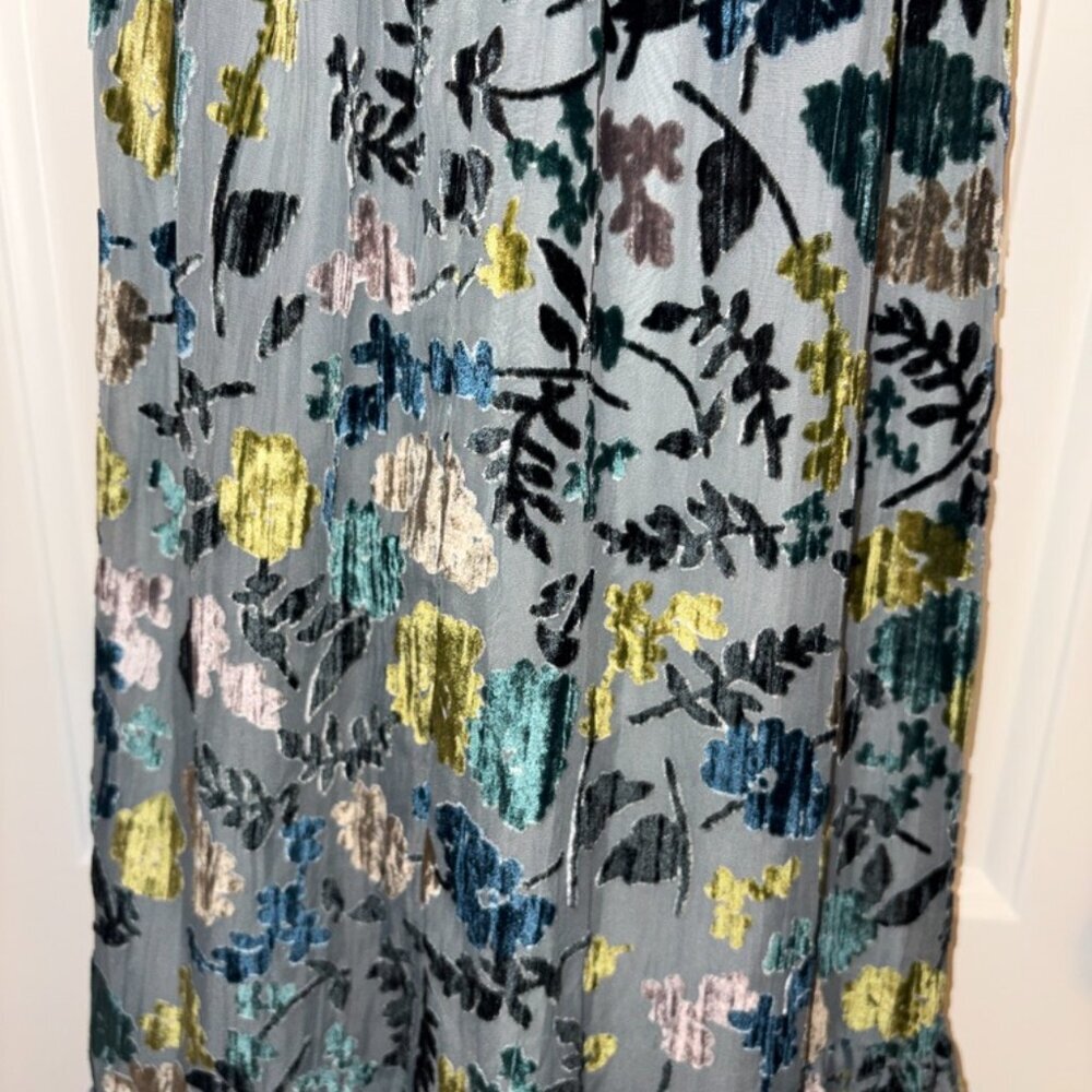 Anthropology velvet Floral Dress with Crisscross Back - Blues/Greens - Picture 4 of 14
